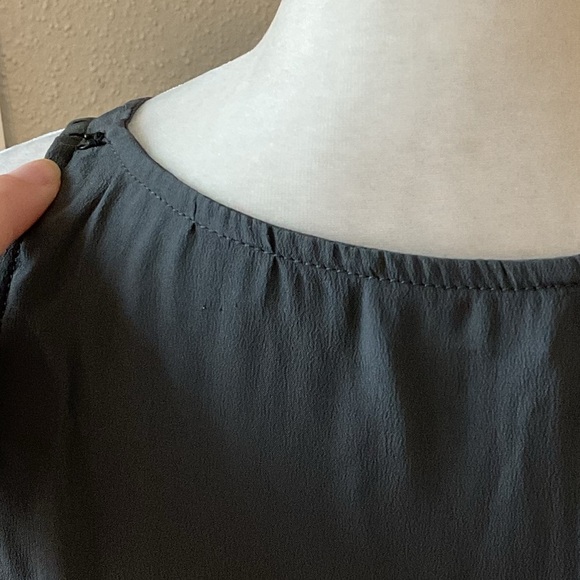 Brunello Cucinelli Grey V-Neck Slip Dress Size Medium Silk Blend Sheath - Picture 5 of 13